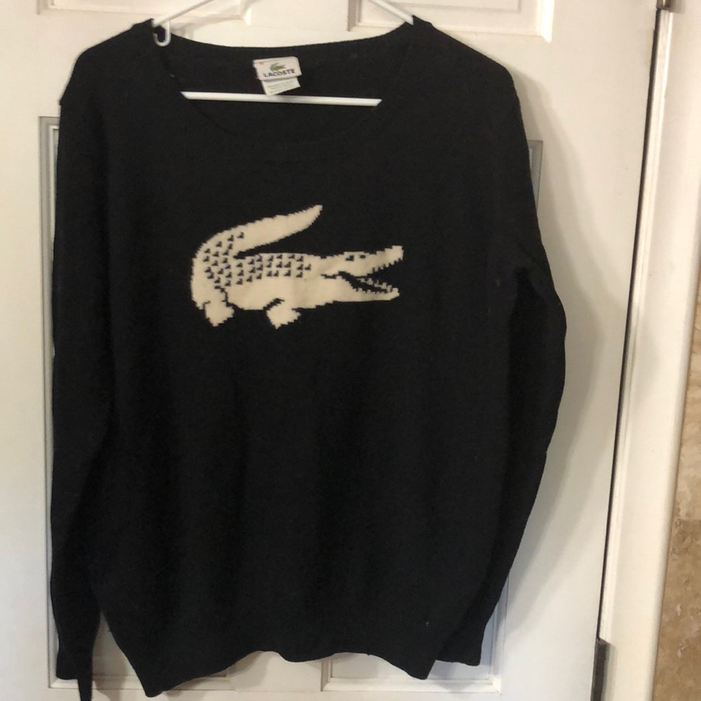 Lacoste Black Sweater with White crocodile Logo
